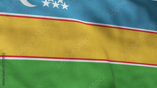 High detailed flag of Karakalpakstan. National Karakalpakstan flag. 3D illustration. photo