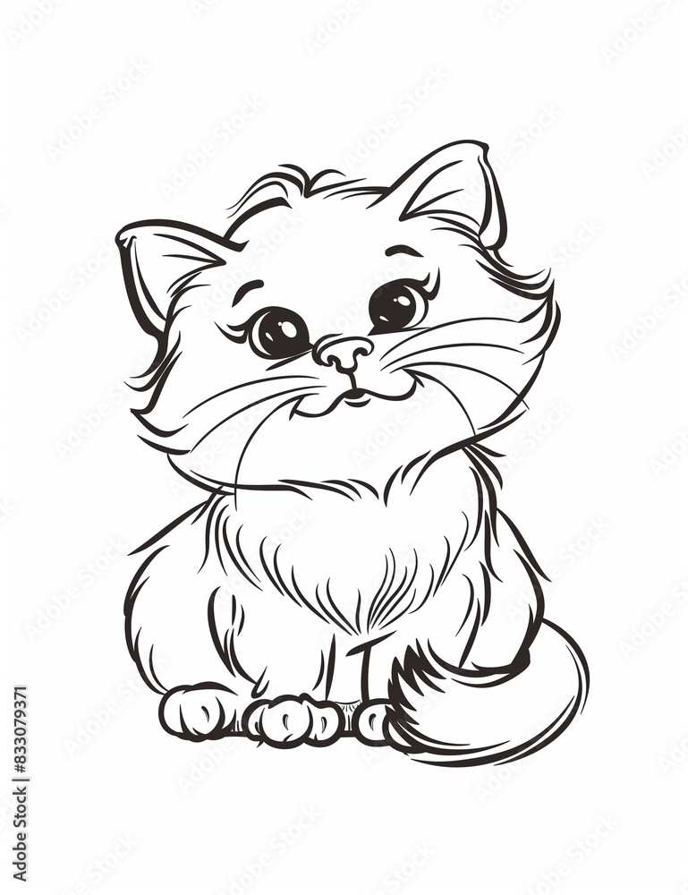 Curious Cat: Printable Line Art Coloring Pages - Simple Patterns- Easy Coloring Pages - Black and white- Printable pages Curious Cat: Printable Line Art Coloring Pages - Simple Patterns- Easy Coloring Pages - Black and white- Printable pages