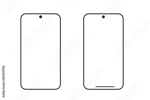 Smartphone icons, mobile phone mockup on transparent background.