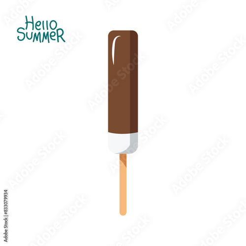 chocolate ice cream vector illustration. summer theme