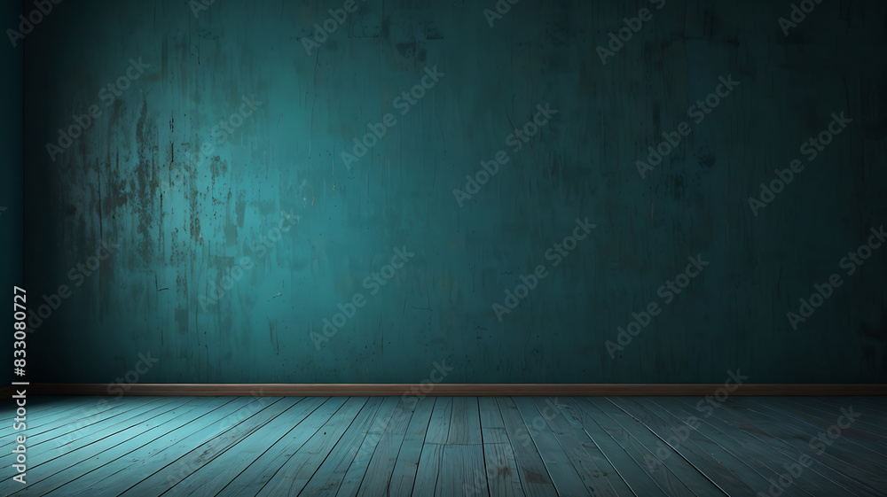 Blue turquoise empty wall and wooden floor with shadow of from sideways window. Interior background for the presentation.
Blue turquoise empty wall and wooden floor with shadow of from sideways window. Interior background for the presentation.