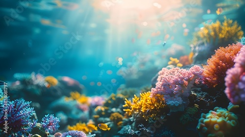 Serene and Vibrant Underwater Coral Reef Landscape Teeming with Diverse Marine Life