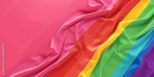 Rainbow and pink silk fabric. LGBT symbol.