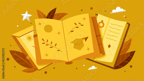 The pages were yellowed and fragile but each one held a precious memory from a bygone era of grand voyages and quaint encounters.. Vector illustration