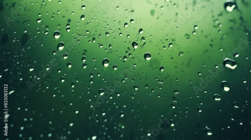 Bird s eye view of raindrops falling on green background 