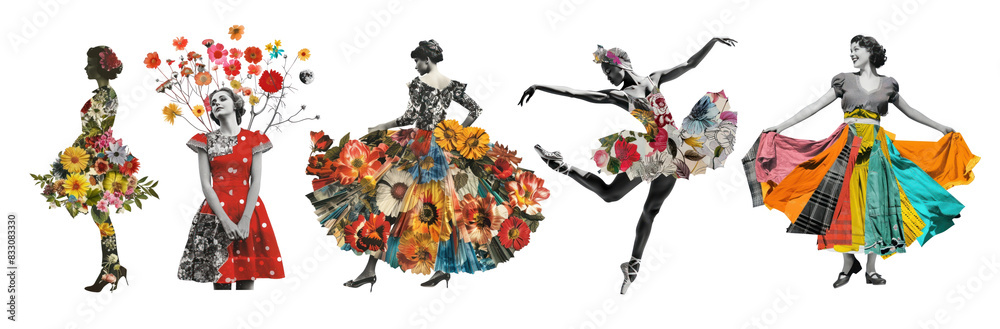 Fototapeta premium Women in flower png on transparent background