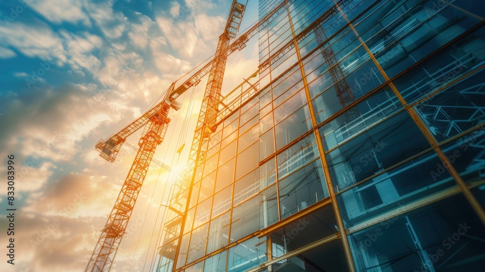 Fototapeta premium engineering project concept with double exposure graphic design. 