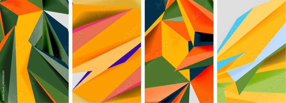 Set of mosaic triangle pattern abstract posters. Vector illustration For Wallpaper, Banner, Background, Card, Book Illustration, landing page Set of mosaic triangle pattern abstract posters. Vector illustration For Wallpaper, Banner, Background, Card, Book Illustration, landing page
