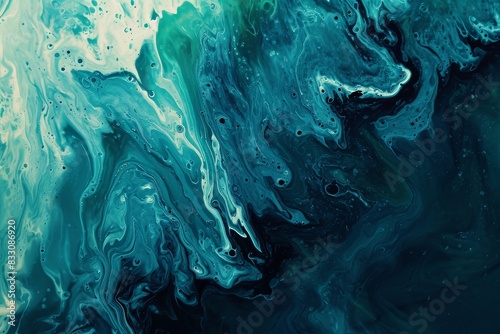 Abstract art teal blue green gradient paint background with liquid fluid grunge texture concept, AI-generated