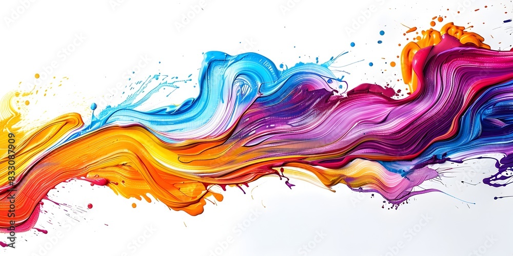 Vibrant Colorful Frame with Hand Painted Brushstroke Details on White Background Vibrant Colorful Frame with Hand Painted Brushstroke Details on White Background