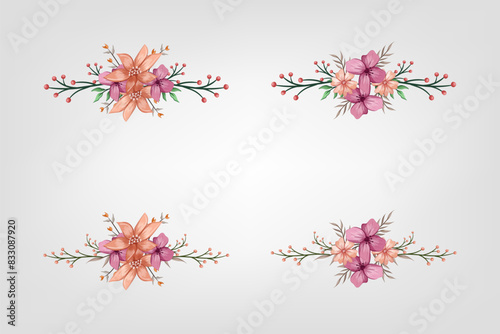 The Blooms  Greenery Floral Foliage Ornament Corner Text Separator adds elegant  framing text in invitations, cards