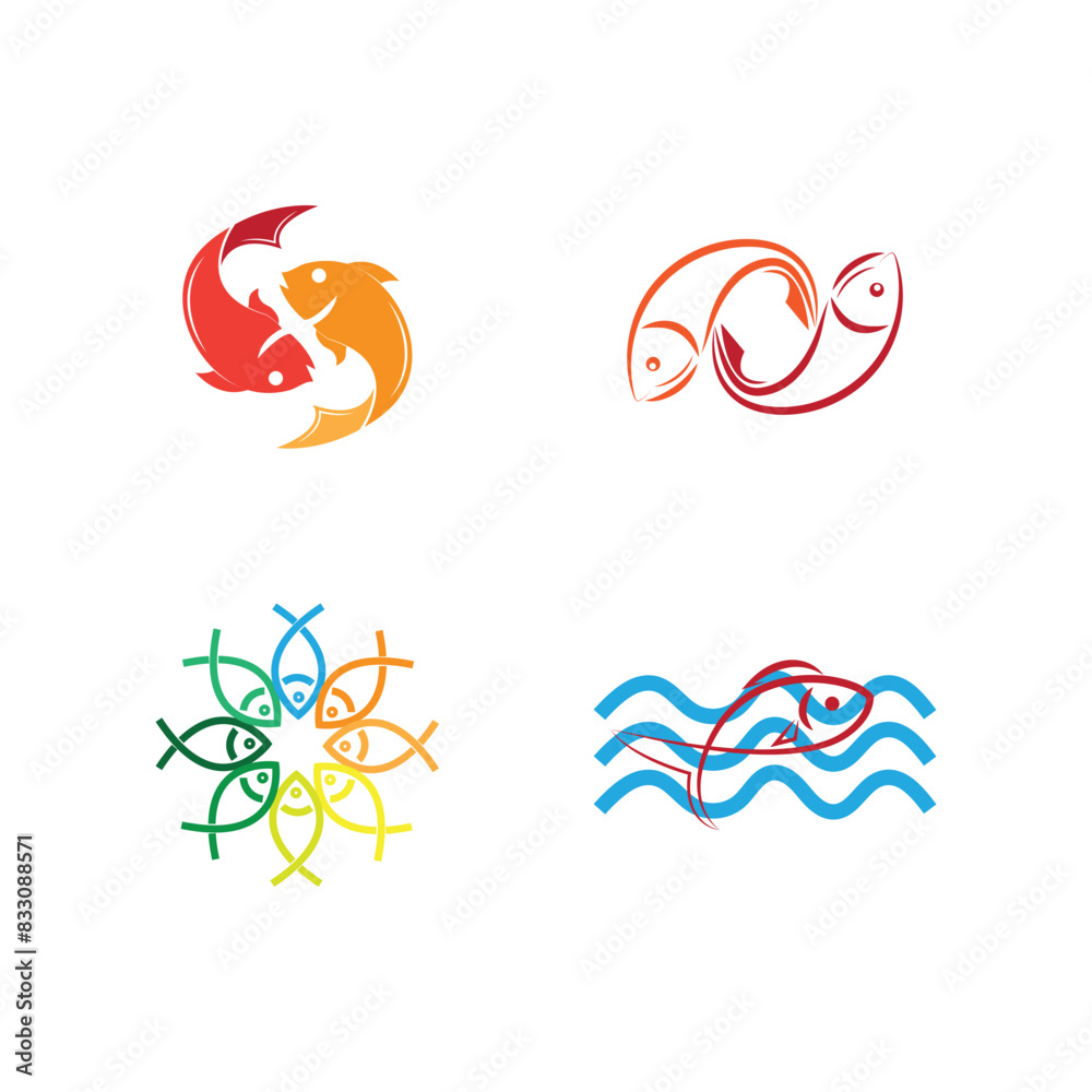Fish logo vector template element symbol
