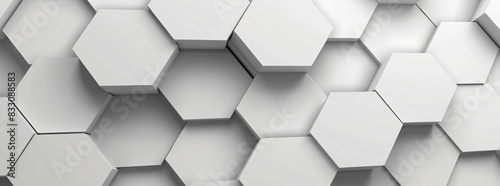 Abstract white background with hexagon pattern for banner  poster or presentation. White geometric wallpaper with copy space.