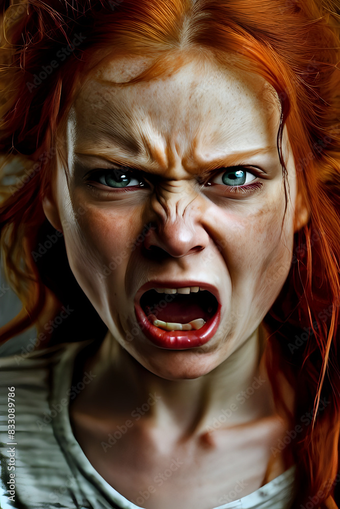 portrait of a redhead woman screaming portrait of a redhead woman screaming