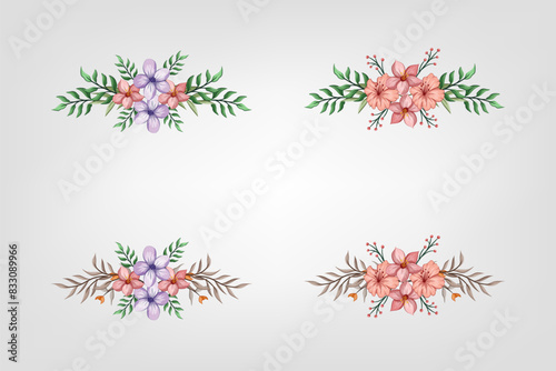 The Blooms  Greenery Floral Foliage Ornament Corner Text Separator adds elegant  framing text in invitations, cards