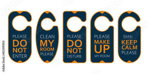 Door hanger hotel room vector set