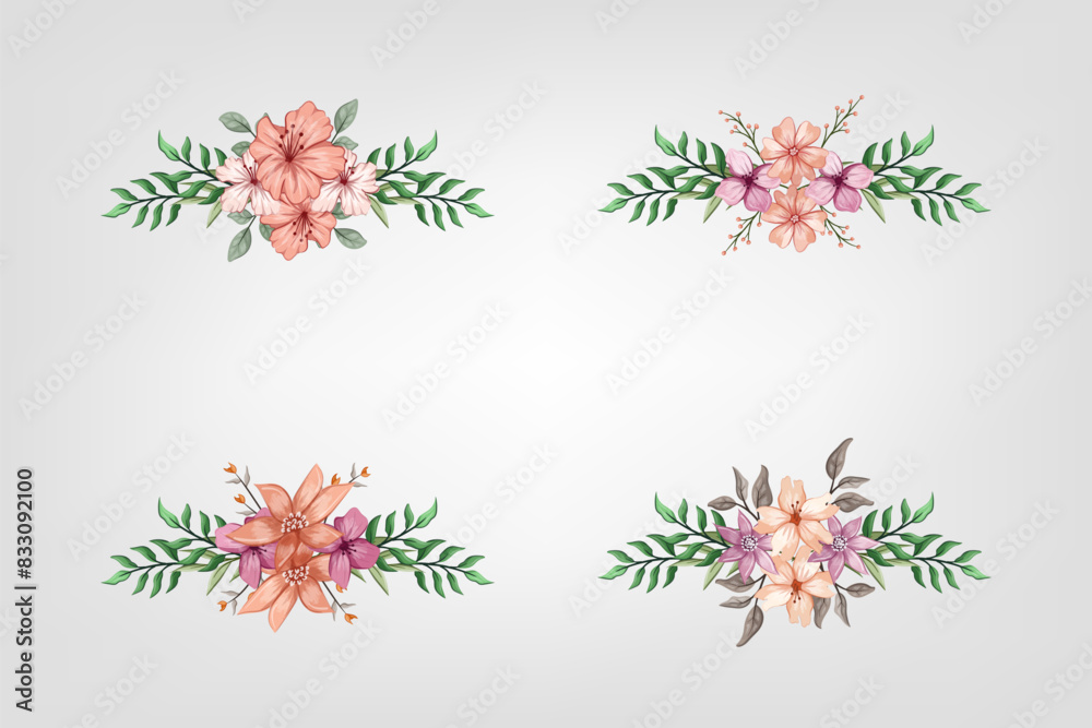 The Blooms  Greenery Floral Foliage Ornament Corner Text Separator adds elegant  framing text in invitations, cards