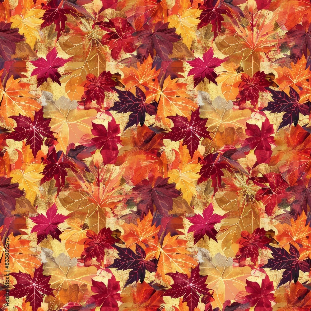 seamless pattern of autumn leaves in warm shades with rustic vintage feel seamless pattern of autumn leaves in warm shades with rustic vintage feel