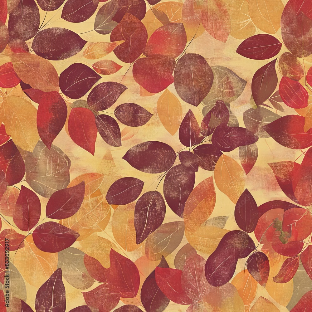 seamless pattern of autumn leaves in warm shades with rustic vintage feel seamless pattern of autumn leaves in warm shades with rustic vintage feel