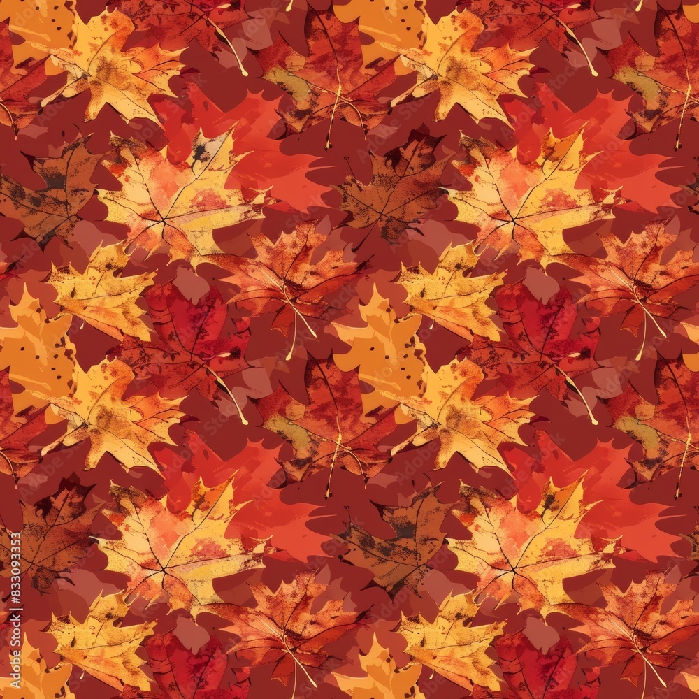 seamless pattern of autumn leaves in warm shades with rustic vintage feel seamless pattern of autumn leaves in warm shades with rustic vintage feel
