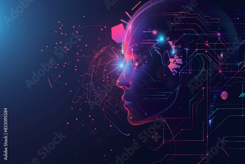 Graphic representation of AI algorithms optimizing customer service responses  photo