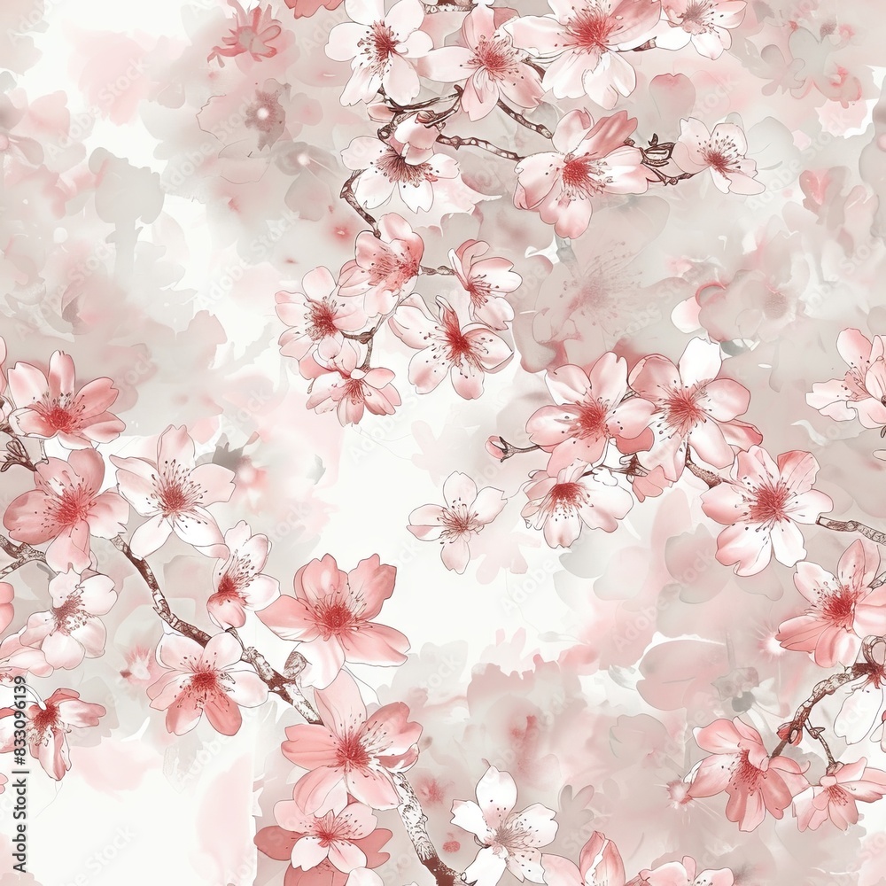 seamless pattern of cherry blossoms in soft shades of pink and white seamless pattern of cherry blossoms in soft shades of pink and white