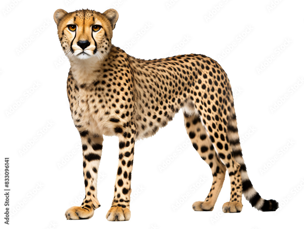 a cheetah standing on a white background a cheetah standing on a white background