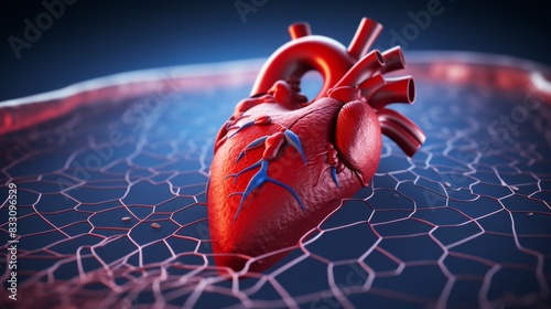 Advanced Angioplasty and Stent Placement Procedure for Heart Health - 3D Medical Illustration Showing Cardiac Treatment Technique photo