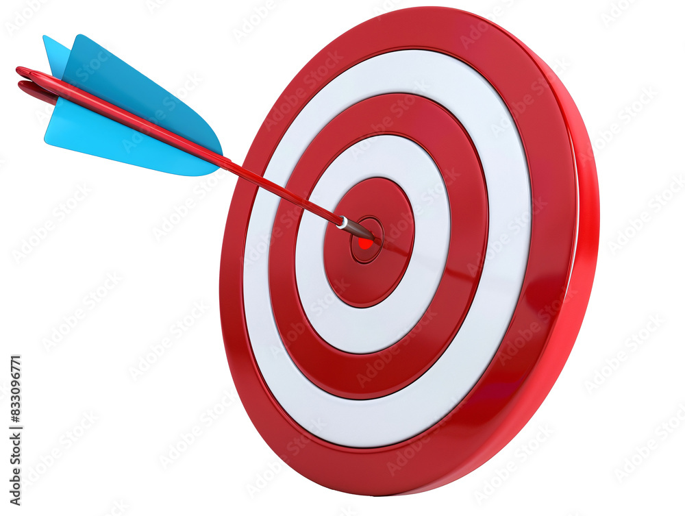 a red and white target with a blue arrow a red and white target with a blue arrow