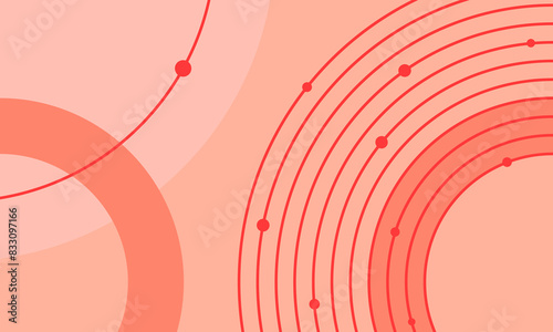 Quiet abstract geometric shapes background with red circles color.
