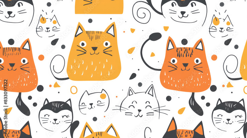 Cute cat doodle pattern Cute cat doodle pattern