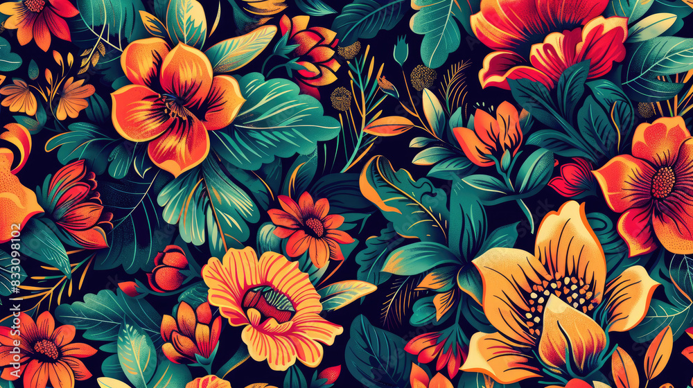 Elegant Exotic Floral Pattern for Textile and Decor Elegant Exotic Floral Pattern for Textile and Decor