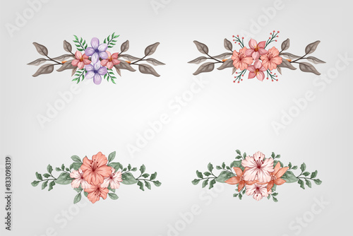 The Blooms  Greenery Floral Foliage Ornament Corner Text Separator adds elegant  framing text in invitations, cards