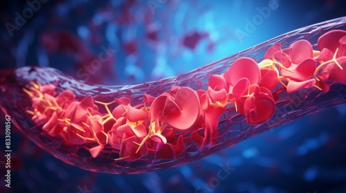Revolutionary Angioplasty Procedure with Stent Deployment in Arteries - 3D Render Illustration for Medical Education and Training
