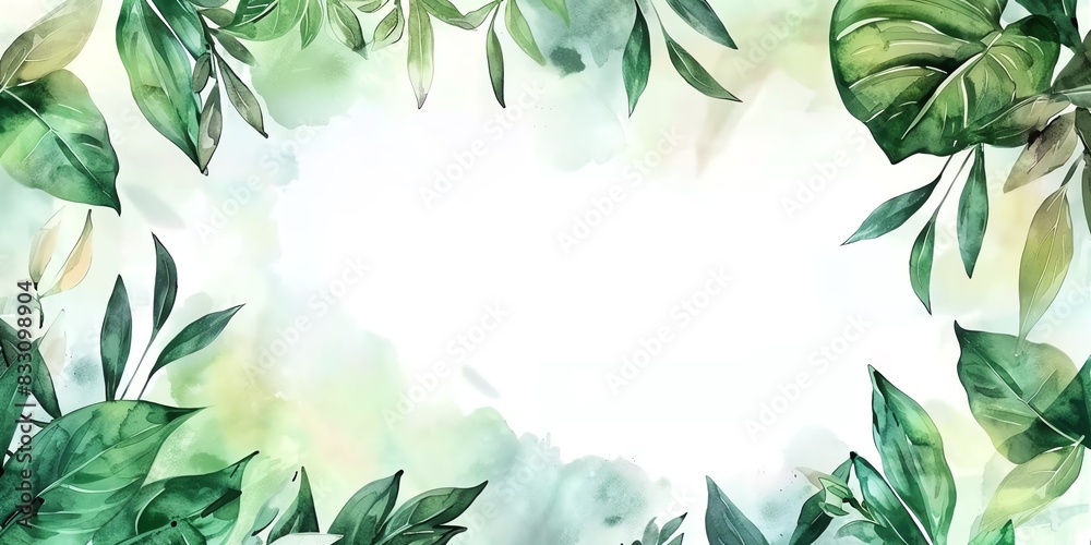 Watercolor background with hand painted leaves Watercolor background with hand painted leaves