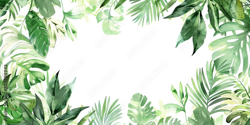lush green leaves of various tropical plants on white background lush green leaves of various tropical plants on white background
