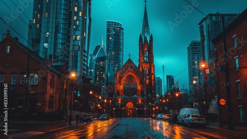 traditional church in a big city.