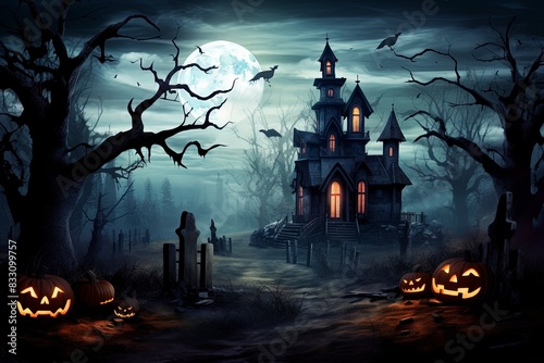 halloween background with pumpkin, generative ai © ImronDesign
