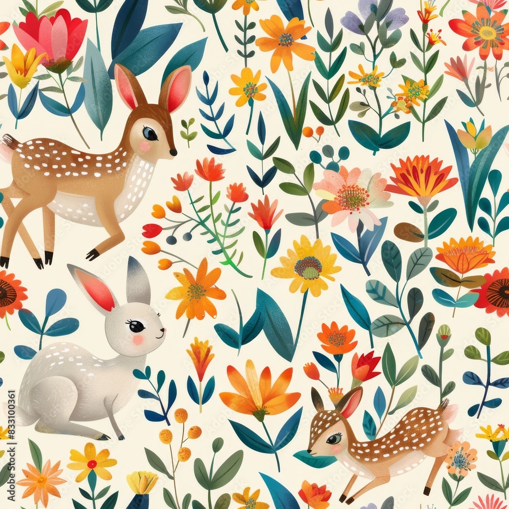 seamless pattern of playful woodland creatures seamless pattern of playful woodland creatures