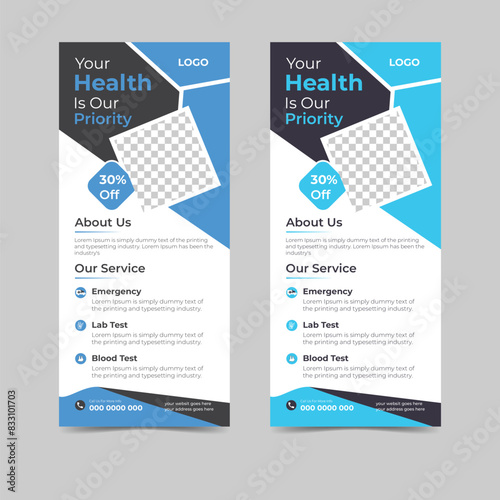 Bundle Medical Roll-Up Or Dl Flyer Rack Card Designs and Corporate Flyer Set, corporate, medical advertising template.