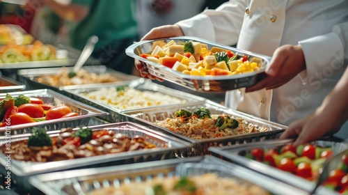 Catering wedding buffet for events. Wedding Reception Buffet Food, Generative Ai