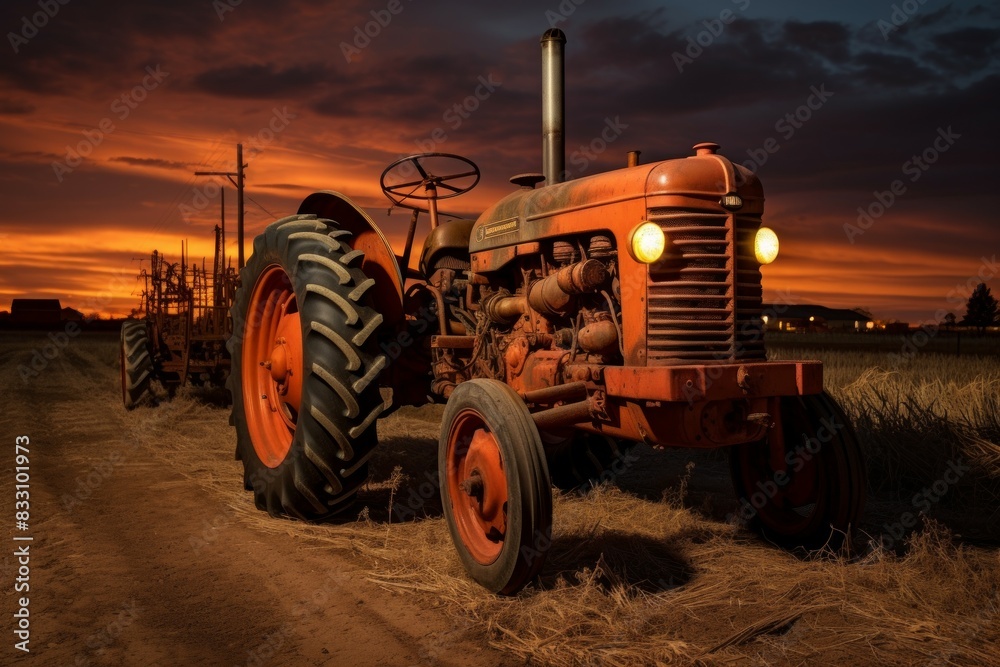 Fototapeta premium Vintage tractors - Generative AI