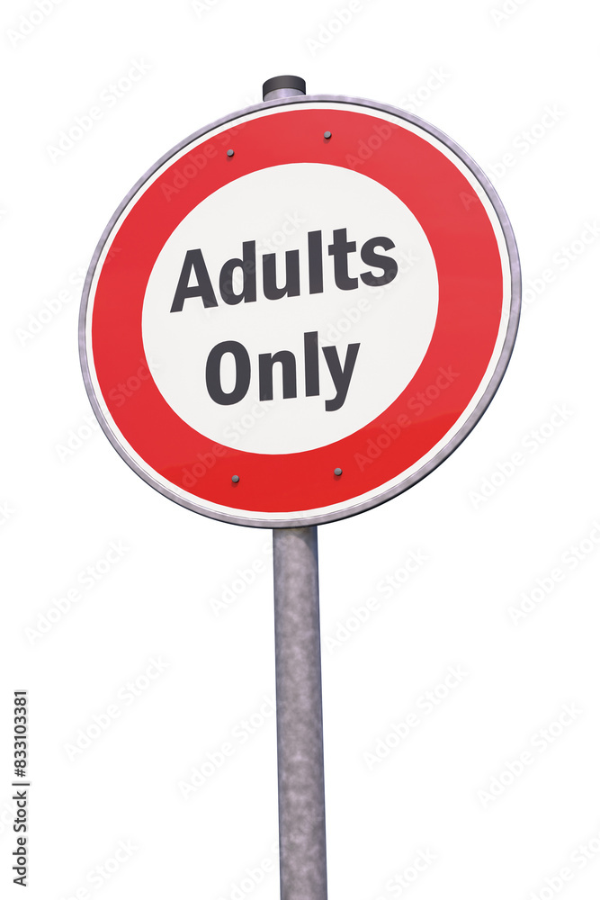 3d rendering of a traffic sign - adults only warning symbol. 3d rendering of a traffic sign - adults only warning symbol.