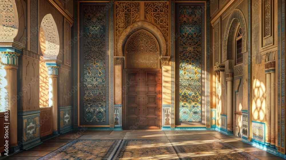 Explore the timeless beauty of Ramadan's architectural intricate craftsmanship of mosques and minarets stands as a testament to the enduring legacy of Islamic art and culture. Generative AI