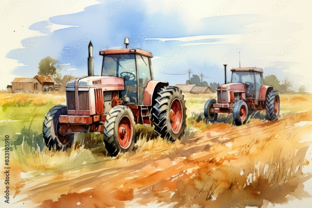 Fototapeta premium Vintage tractors - Generative AI