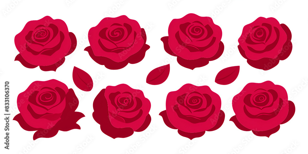 red rose vector icon set red rose vector icon set