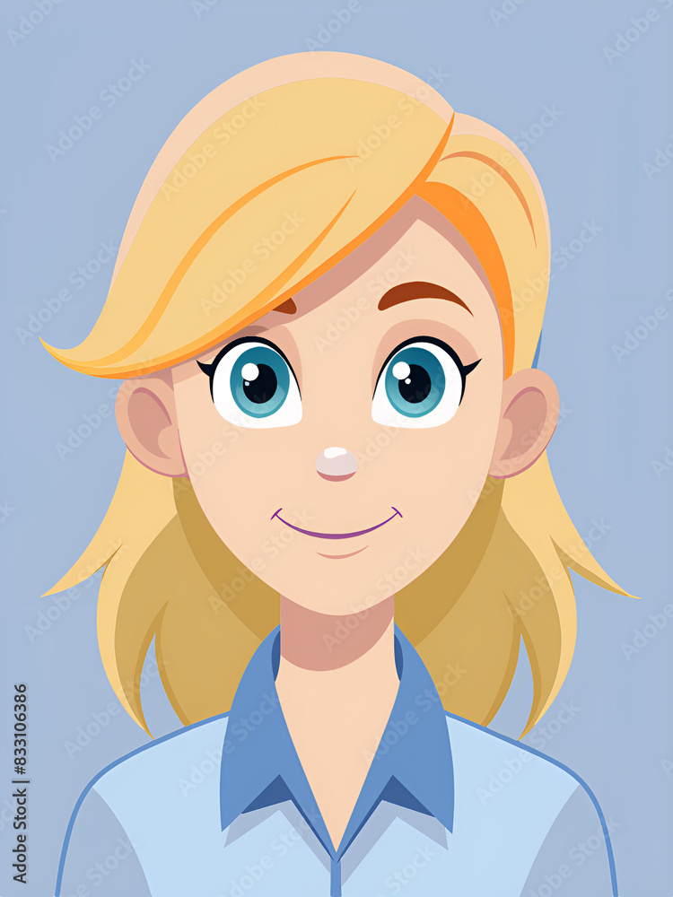 Obraz premium cute blonde girl cartoon vector illustration graphic design