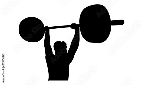 silhouette of strong weightlifter man vector illustration