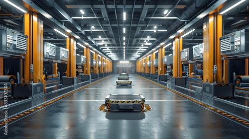 Automated Futuristic Logistics Hub with Efficient Sorting and Delivery Systems
