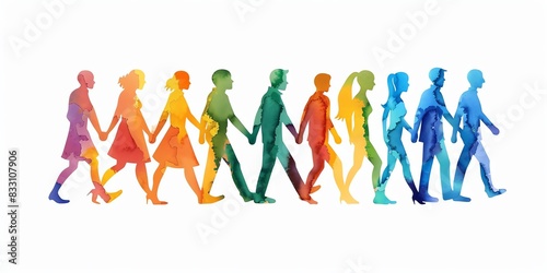 The image shows a group of people of different colors holding hands, representing unity and diversity.